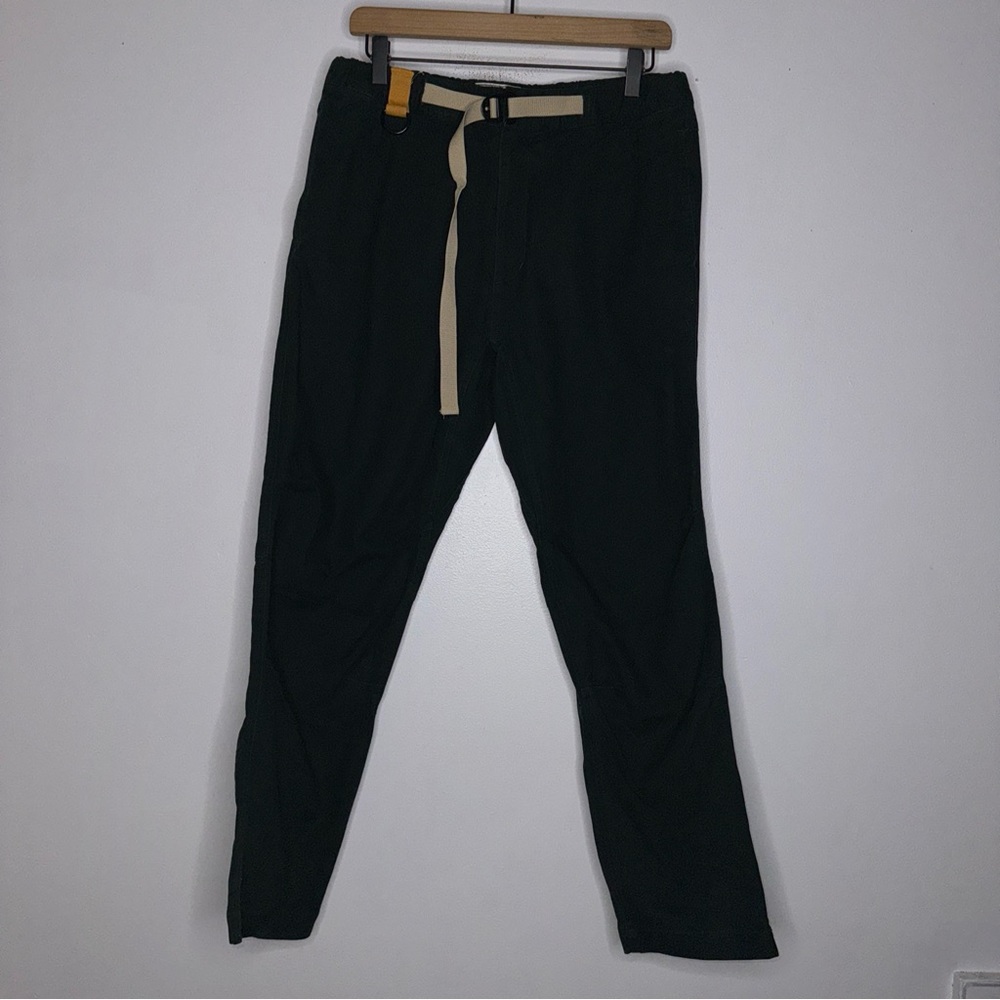 Wondery Everyday Pants Womens XL Green Belted Cotton Stretch Utility Travel CP**